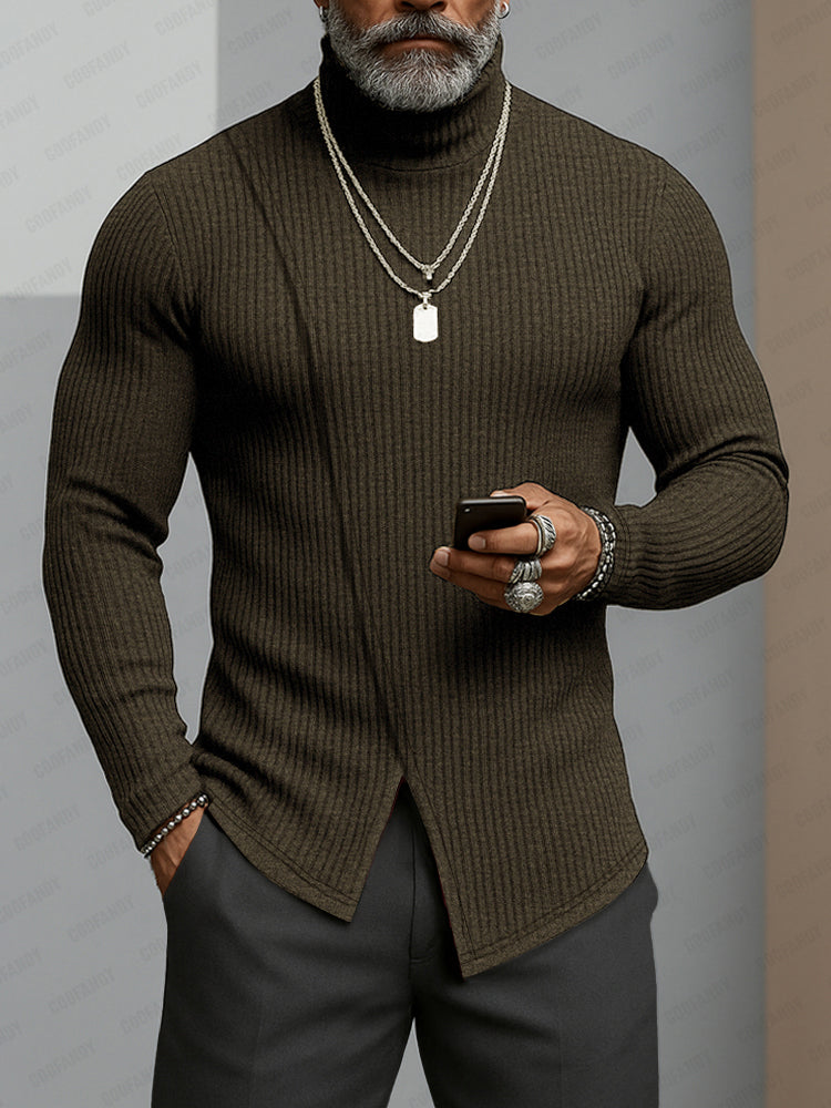 Minimalism Asymmetric Turtleneck Knit Undershirt