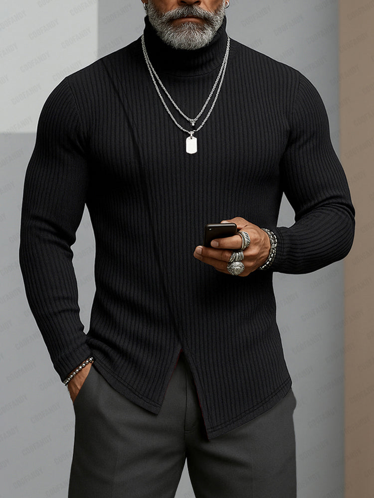 Minimalism Asymmetric Turtleneck Knit Undershirt