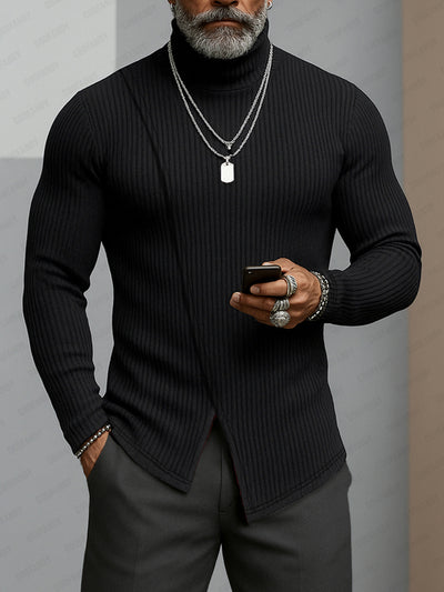 Minimalism Asymmetric Turtleneck Knit Undershirt