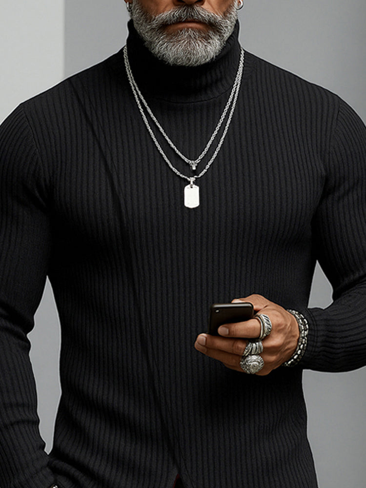 Minimalism Asymmetric Turtleneck Knit Undershirt