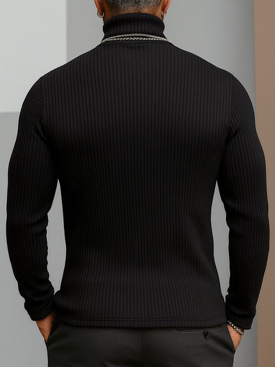 Minimalism Asymmetric Turtleneck Knit Undershirt