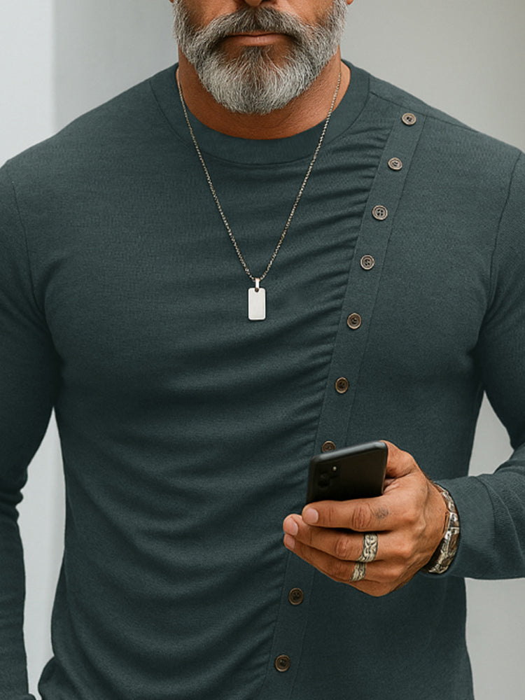 Slim Fit Button Accent Elastic Undershirt