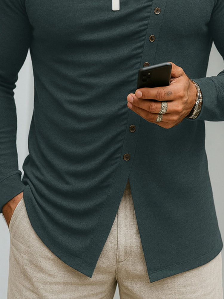 Slim Fit Button Accent Elastic Undershirt