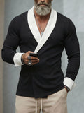 Stylish Shawl Collar Double Breasted Cardigan