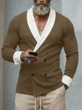 Stylish Shawl Collar Double Breasted Cardigan