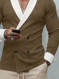Stylish Shawl Collar Double Breasted Cardigan