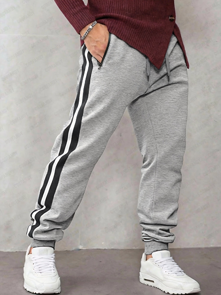 Casual Side Stripe Zip Pockets Jogger