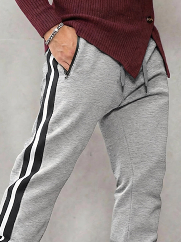 Casual Side Stripe Zip Pockets Jogger