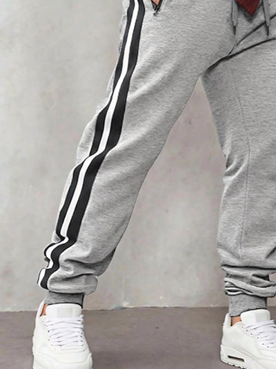 Casual Side Stripe Zip Pockets Jogger