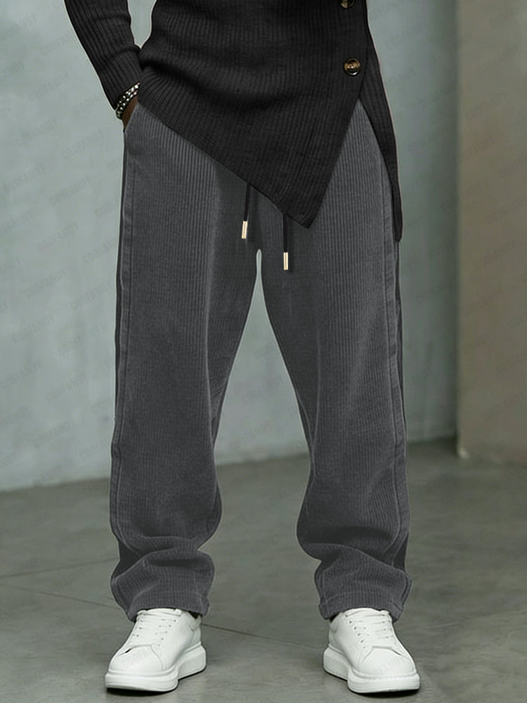 Premium Elastic Waist Drawstring Corduroy Pants