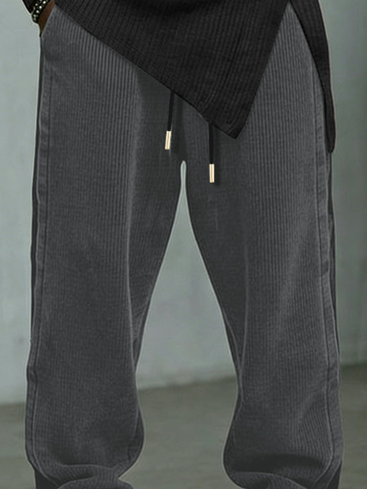 Premium Elastic Waist Drawstring Corduroy Pants