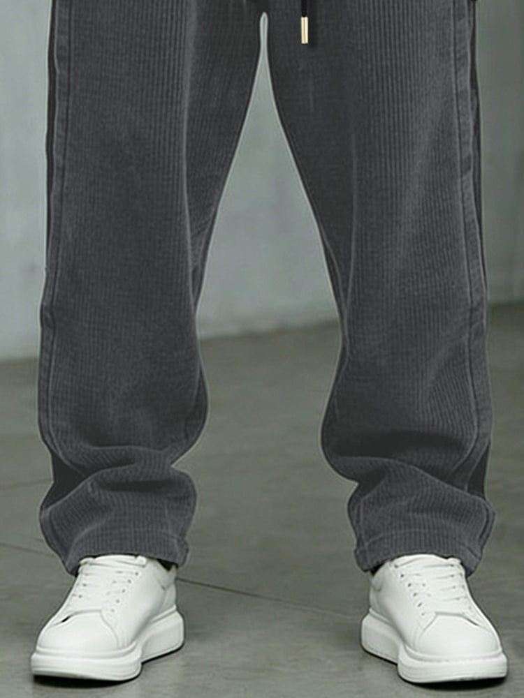 Premium Elastic Waist Drawstring Corduroy Pants