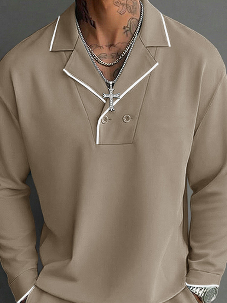 Contrast Color Trim Matching Top and Pants Set