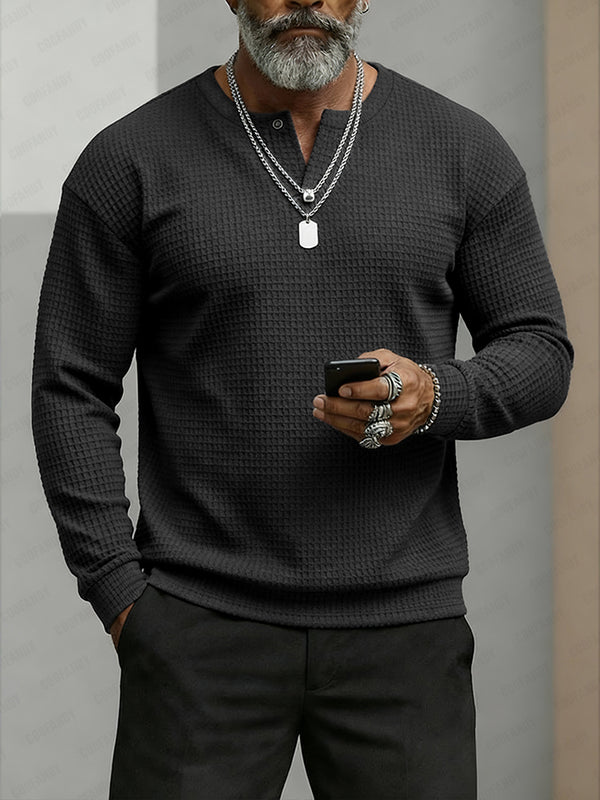 Casual Essentials Waffle Henley Shirt