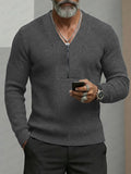 Casual Zipper Design V-Neck Knit Sweater