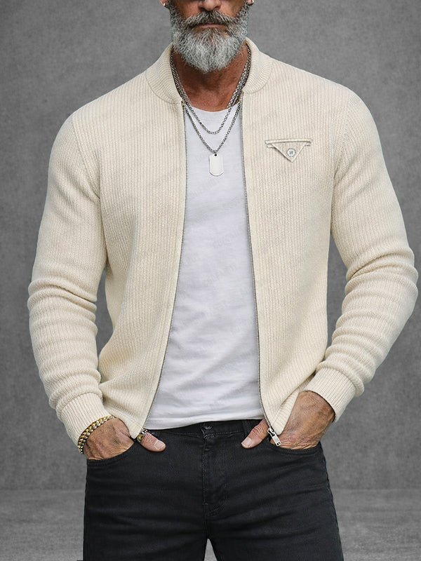 Modern Casual Rib Zipper Knit Cardigan