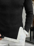 Stylish Leather Buckle Turtleneck Sweater