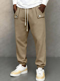 Casual Button Accent Drawstring Sweatpants