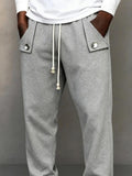 Casual Button Accent Drawstring Sweatpants