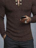 Stylish Button Design Turtleneck Knit Top