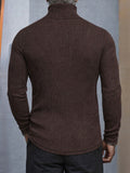 Stylish Button Design Turtleneck Knit Top