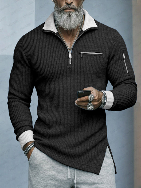 Fashion Two-Tone Elastic Knit Undershirt