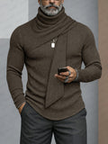 Stylish Designer Turtleneck Scarf-Decorated Knit Undershirt