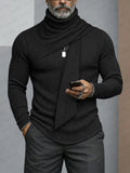 Stylish Designer Turtleneck Scarf-Decorated Knit Undershirt