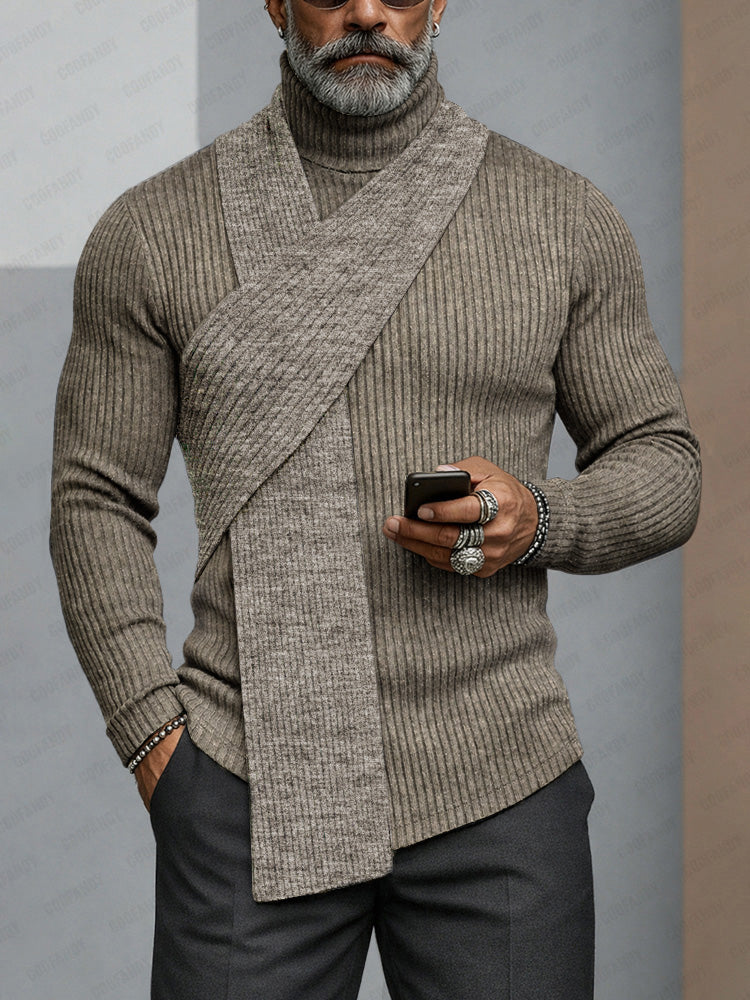 Minimalism Turtleneck Scarf-Decorated Knit Undershirt – COOFANDY