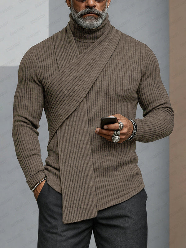 Minimalism Turtleneck Scarf-Decorated Knit Undershirt