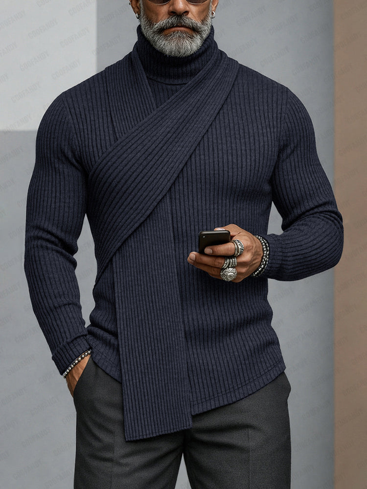Minimalism Turtleneck Scarf-Decorated Knit Undershirt – COOFANDY