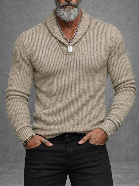 Comfortable Fit Shawl Collar Knit Top – COOFANDY