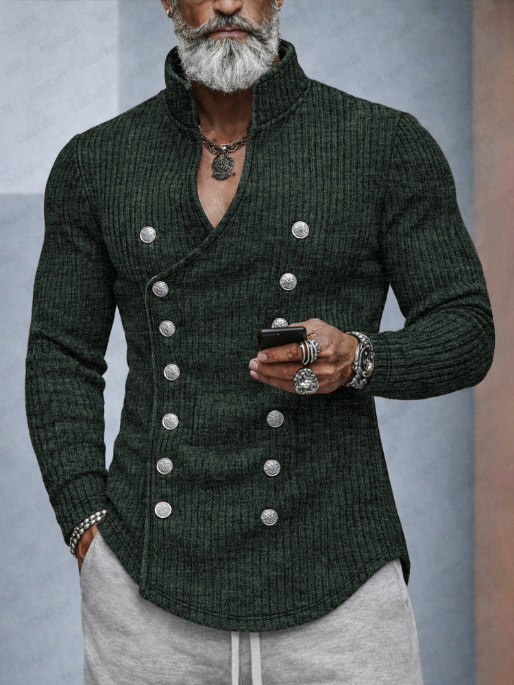 Stylish Double Breasted Knit Cardigan – COOFANDY
