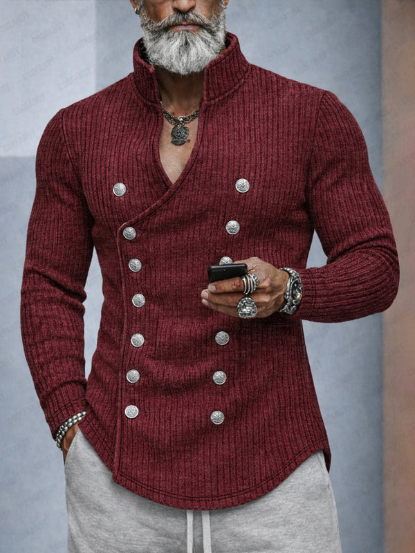 Stylish Double Breasted Knit Cardigan