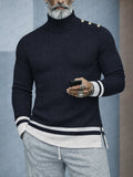 Stylish Designer Contrast Turtleneck Knit Top