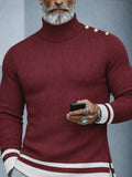 Stylish Designer Contrast Turtleneck Knit Top