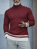 Stylish Designer Contrast Turtleneck Knit Top
