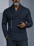 Casual Shawl Collar Slim Fit Knit Top