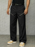 Casual Zip Decoration Striped Suit Pants