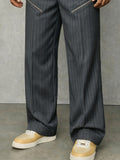 Casual Zip Decoration Striped Suit Pants