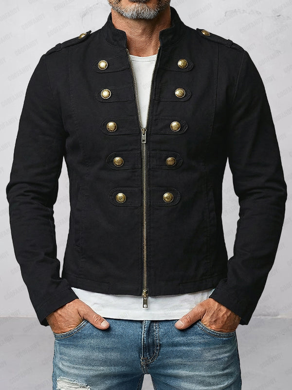 100% Cotton Two-Way Zip Gothic Military Jacket