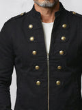 100% Cotton Two-Way Zip Gothic Military Jacket