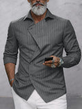 Unique Design Double Breasted Stripe Shirt