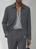 Urban Casual Pinstripe Jacket and Pants Set