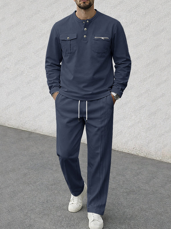 Athleisure Henley Shirt and Pants Set