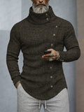 Stylish Buttons Design Knit Turtleneck Top