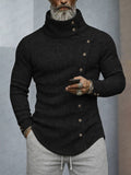 Stylish Buttons Design Knit Turtleneck Top