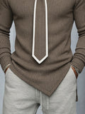 Mordern Contrast Detachable Tie Design Knit Top