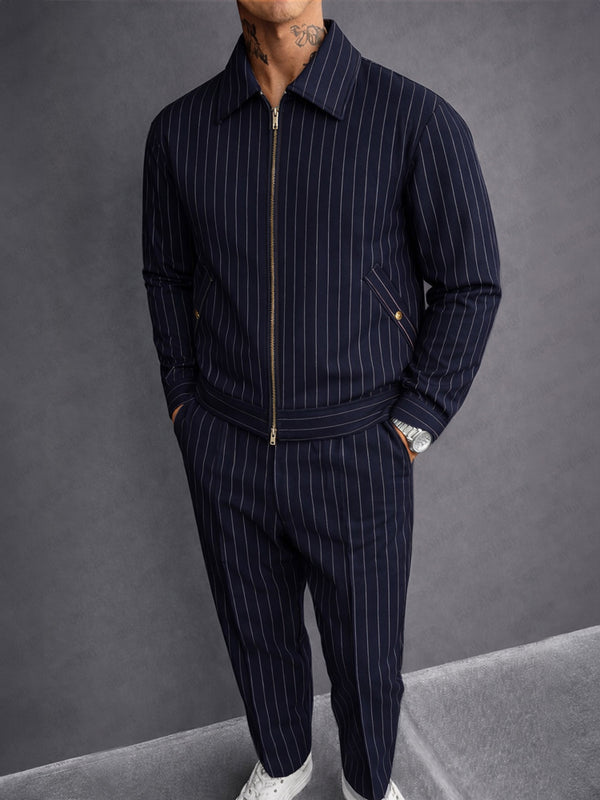 Premium Smart Casual Stripe Jacket Pants Set