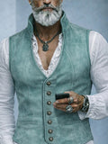 Vintage Suede Stand Collar Suit Vest